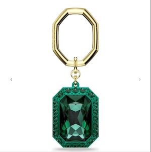 NWOT Swarovski Key ring Octagon cut, Green, Mixed metal finish